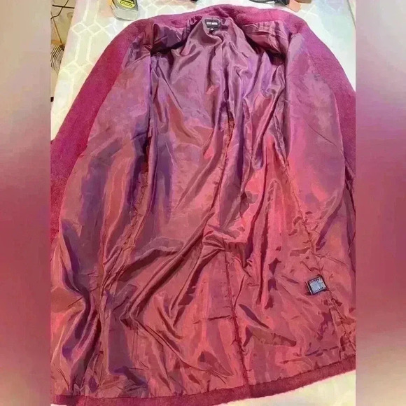Steve Madden size small cranberry colored wool blend trench coat - Picture 9 of 10